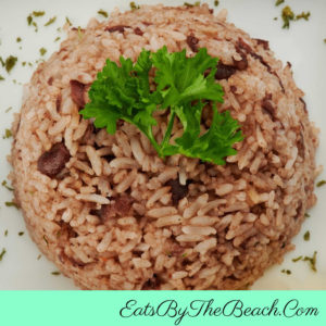 Plate of Nicaraguan Gallo Pinto - black beans, vegetables, spices, and rice. 