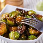 Roasted vegetable recipe for maple miso glazed brussels spouts