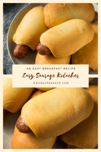 An easy breakfast recipe of sausage and cheese wrapped in a biscuit.