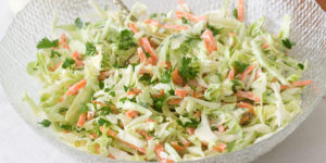Bowl of creamy, sweet, and tangy Southern Style Coleslaw.