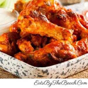 Maryland hot wings made with homemade Old Day Hot sauce. This is a regional comfort food that is slightly spicy with the savory tang of Old Bay Seasoning.