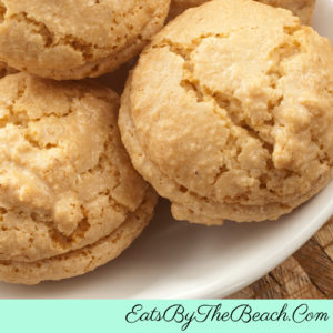 A plate of Chewy Almond Macaroons - crunchy exterior with a chewy tender inside. These little cookies have an intense almond flavor and NO coconut.