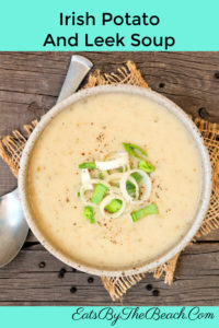 Bowl of Irish Potato Leek Soup - a warm comforting potato soup that is perfect for St. Patrick's Day.